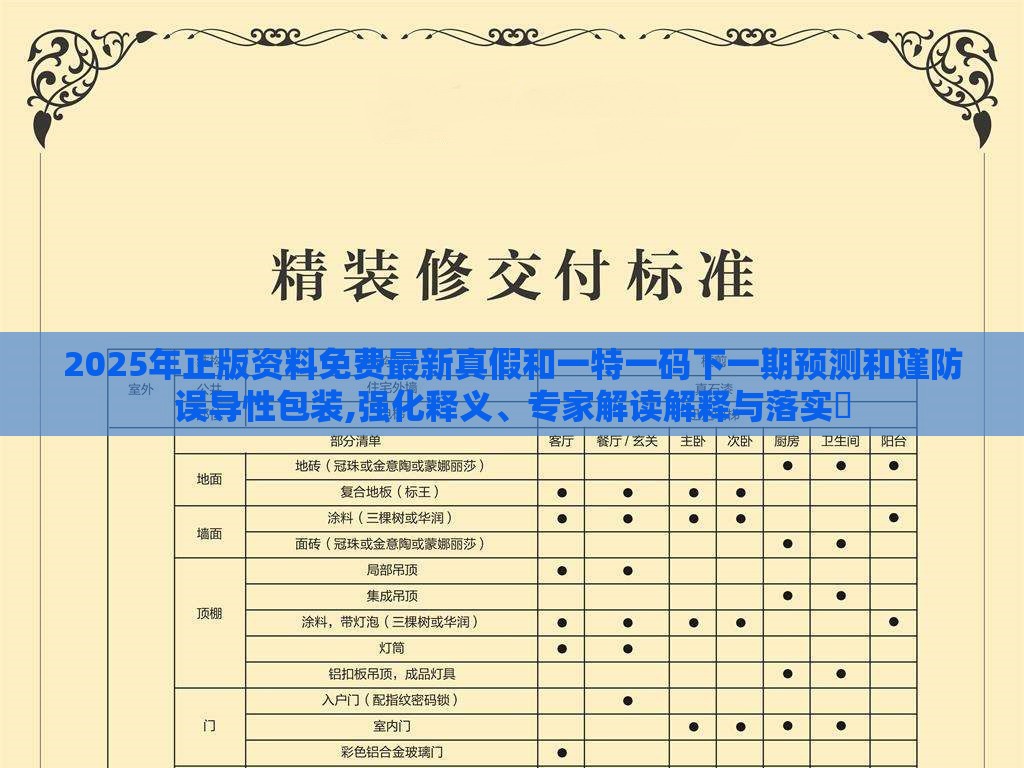 2025年正版资料免费最新真假和一特一码下一期预测和谨防误导性包装,强化释义、专家解读解释与落实​