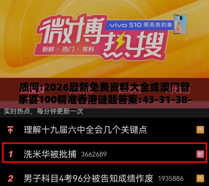 质问:2026最新免费资料大全或澳门管家婆100精准香港谜题答案:43-31-38-22-35-49 T:46创意解答、专家解读解释与落实​,躲避虚假诱导